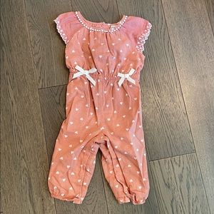 Coral heart lace romper jumpsuit